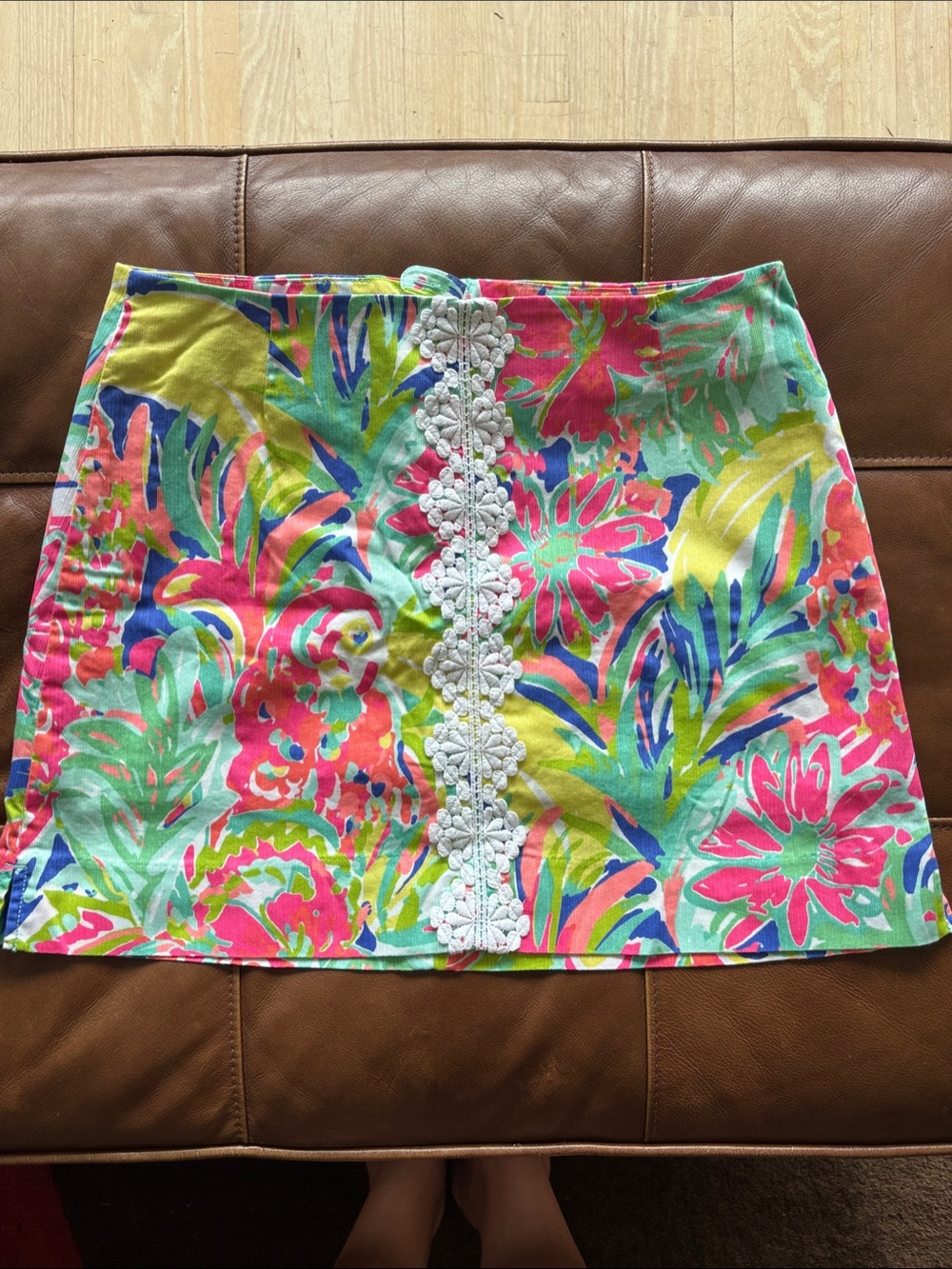 Lilly Pulitzer Skirt in Multicolor Floral with Lace Trim